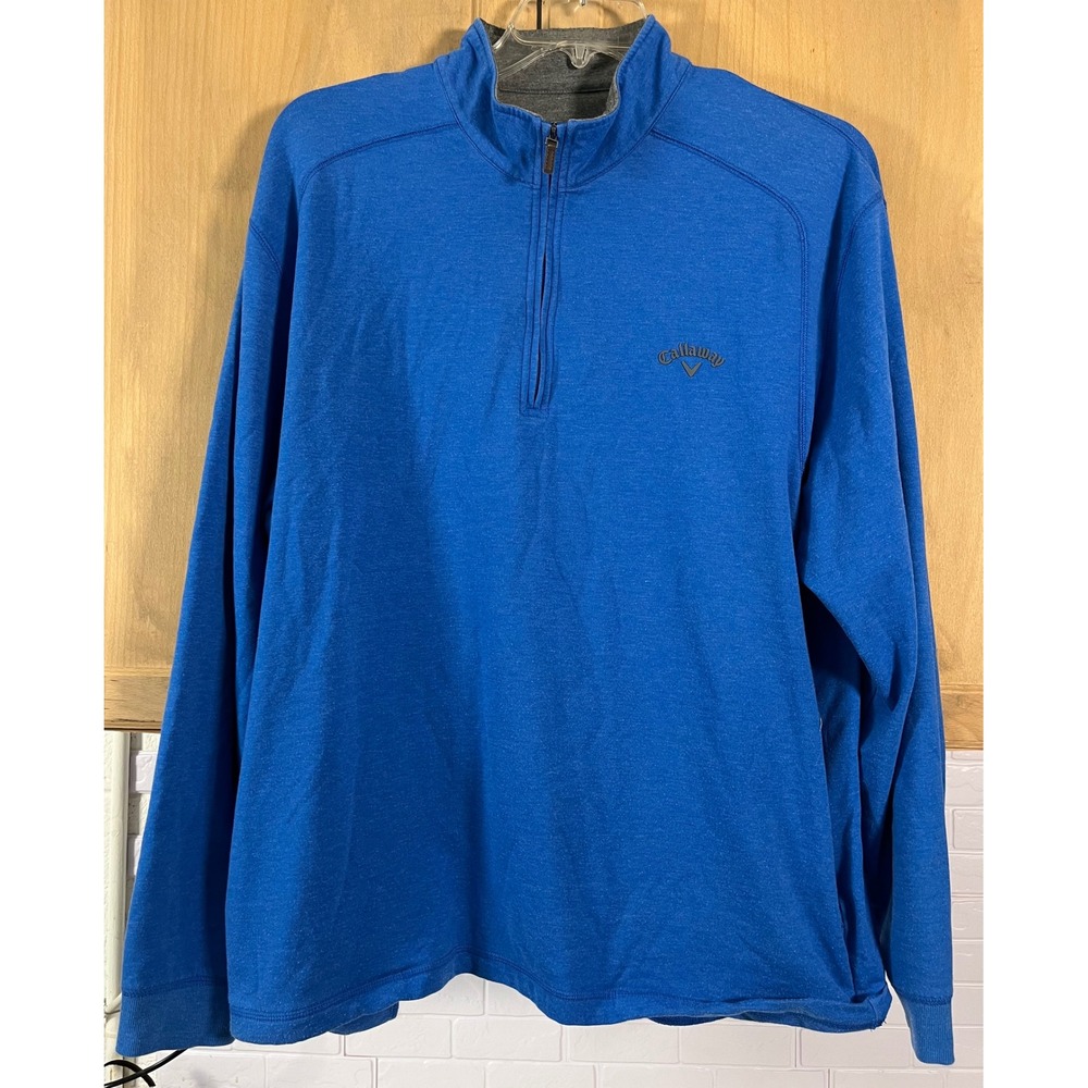 Callaway Quarter Zip Pullover Mens XL Blue Heathered Long Sleeve Golf Shirt